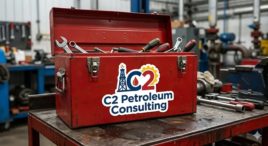 Toolbox with C2 Petroluem Consulting label